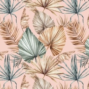 Dried Palm Leaves / Small Scale / Blush Background