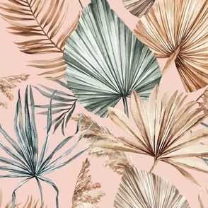 Dried Palm Leaves / Medium Scale / Blush Background