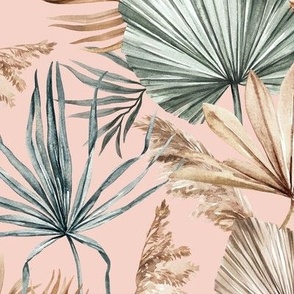 Dried Palm Leaves / Large Scale / Blush Background