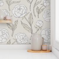 Neutral botanical grasscloth  jumbo wallpaper