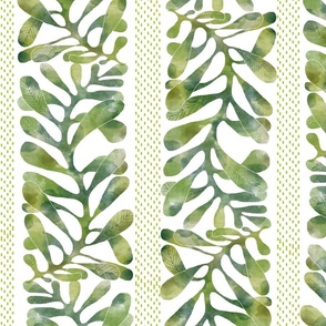 Matisse cutout botanical leaves in Pistachio green stripe