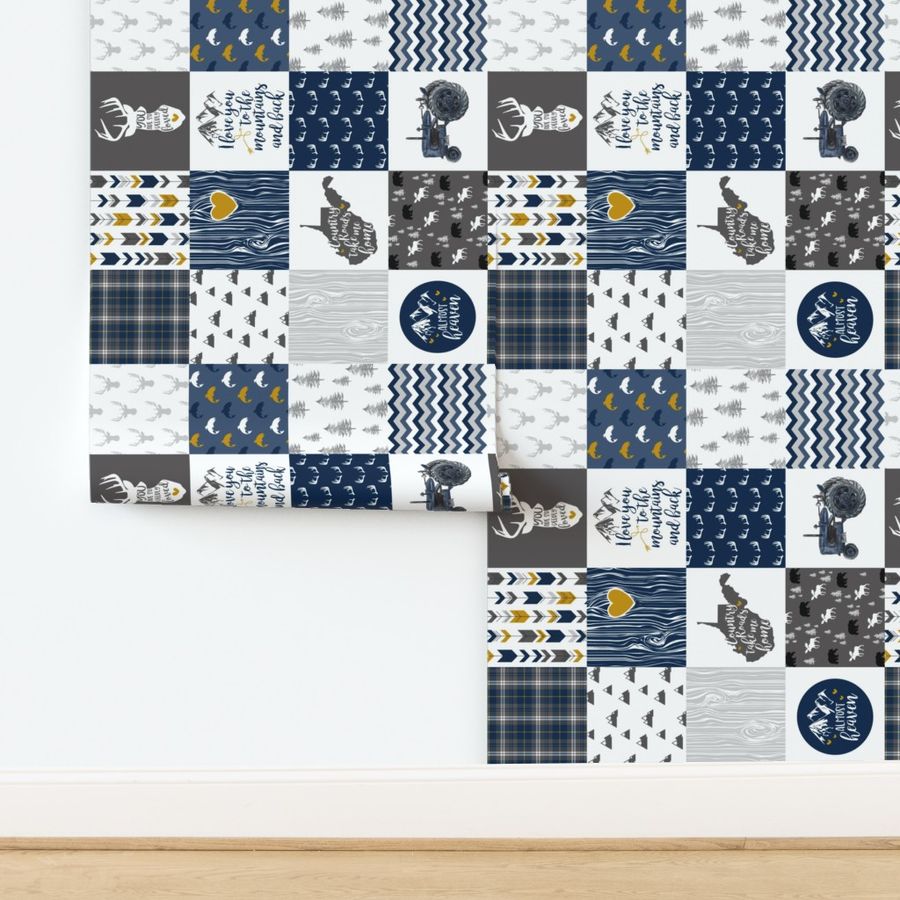 Country Roads//West Virginia - Wholecloth Cheater Quilt - Rotated