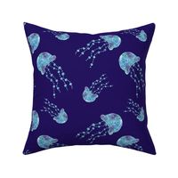 Blue Watercolor Jellyfish (Bright Blue) Large