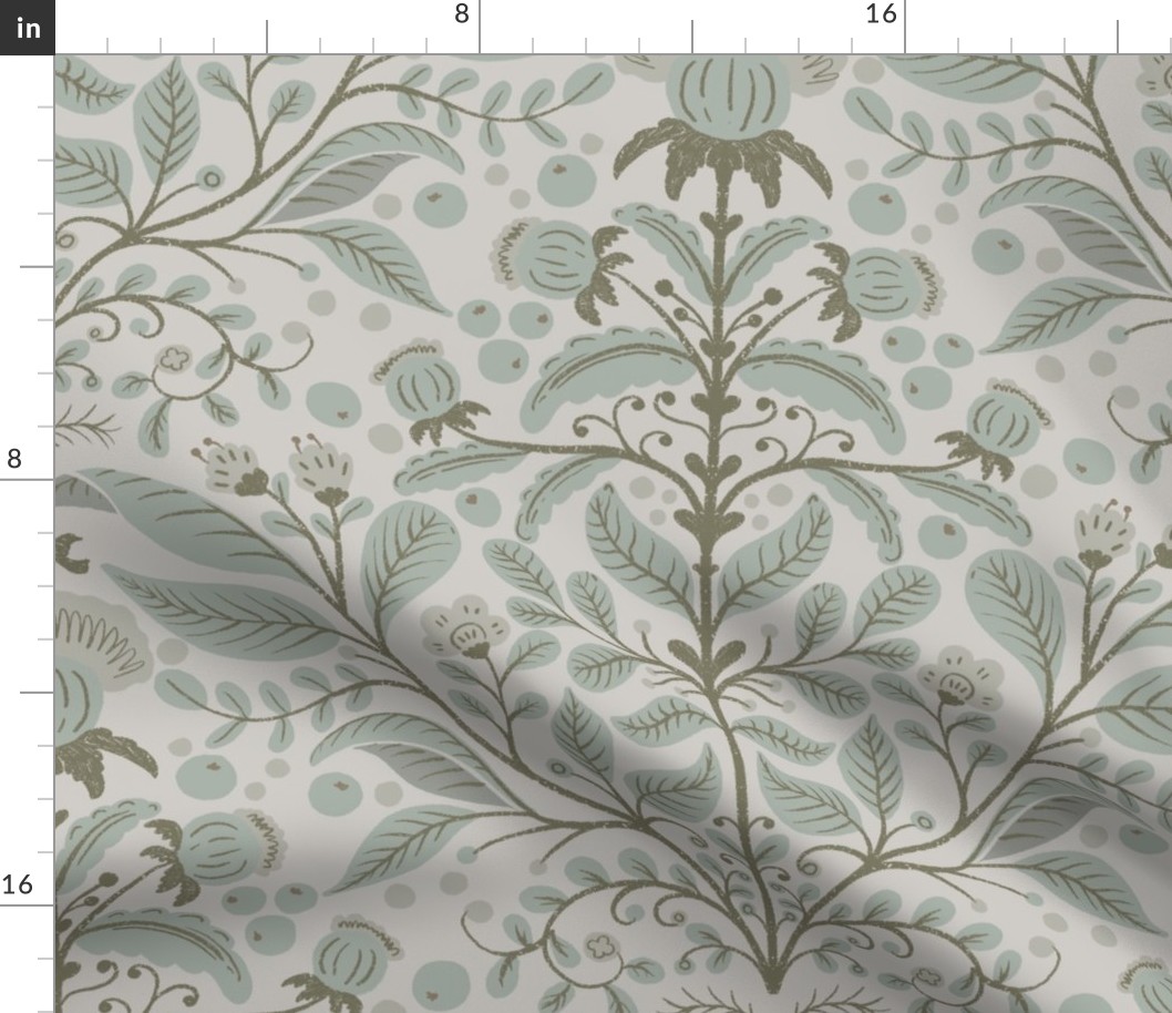 Victorian Thistle Garden | sage and gray | Large
