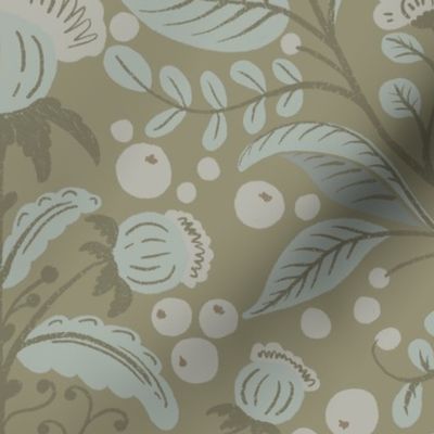 Victorian Thistle Garden | sage and brown | Large