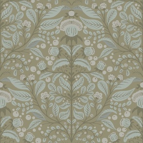 Victorian Thistle Garden | sage and brown | Large