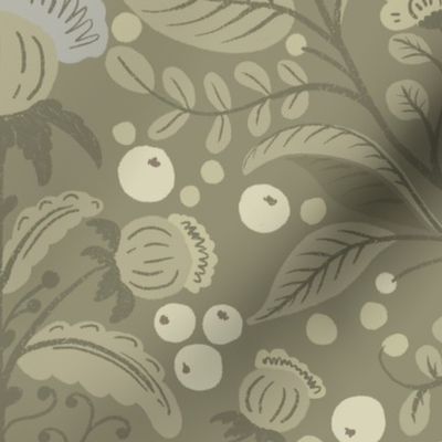 Victorian Thistle Garden | olive and brown | Large