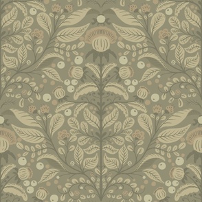 Victorian Thistle Garden | olive and brown 2 | Large