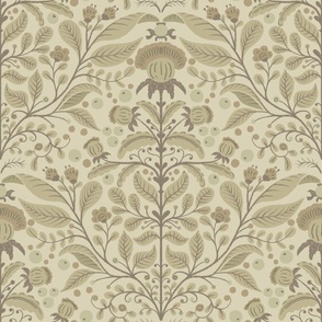 Victorian Thistle Garden | cream and brown | Large