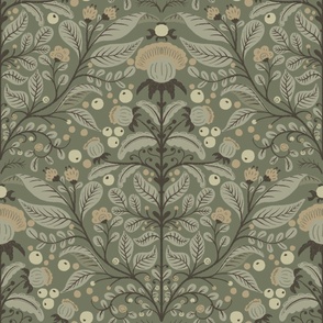 Victorian Thistle Garden | sage, green, and tan | Large