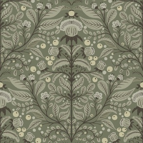 Victorian Thistle Garden | sage and green | Large
