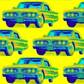 Psychedelic 1960 Edsel Ranger convertible with its top up