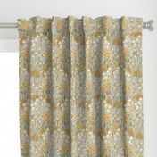 medium/large - Poppy field with birds in neutral colors - 14,4" medium scale in fabric  /24" large scale in wallpaper