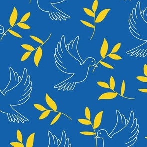 Stand with Ukraine - Make love not war bird of peace in traditional ukrainian flag colors yellow on blue DONATION