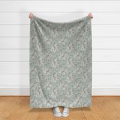 Gracelyn - Hand Drawn Botanical Floral Pale Green Ivory Regular Scale