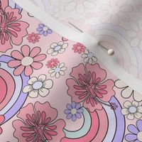 MEDIUM Hibiscus Summer Rainbow fabric - pastel daisy girls fabric