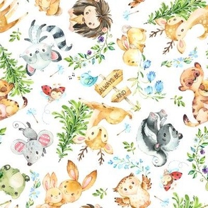 8" Secret Forest Animals - 8" pattern repeat