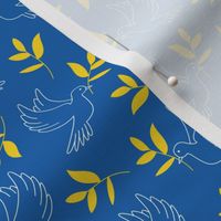 Stand with Ukraine - Make love not war bird of peace in traditional ukrainian flag colors yellow on blue DONATION small