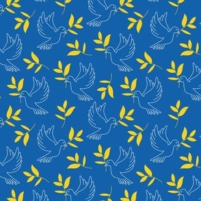 Stand with Ukraine - Make love not war bird of peace in traditional ukrainian flag colors yellow on blue DONATION small