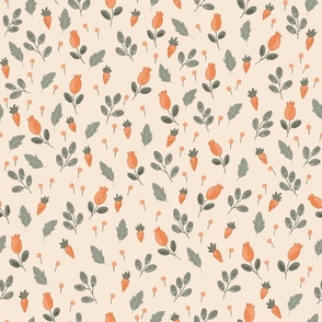 Carrots and Flowers in beige