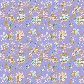 Pastel Summer Candy Vintage Ditsy Daisy Block Print - Lilac