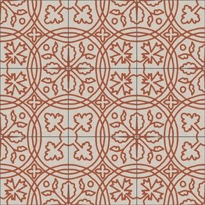 medieval tiles, clay red on ivory