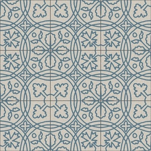 medieval tiles, slate blue on ivory