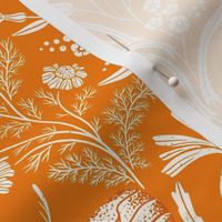 Wildflower Botanical Damask Pattern on orange