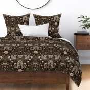 Wildflower Botanical Damask Pattern brown black neutrals