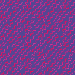 squiggle scribble pink on dark blue