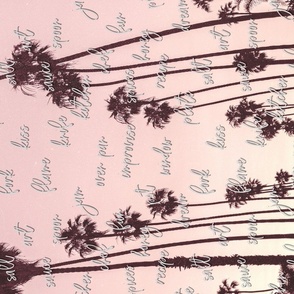 Palm trees vintage, kitchen and chef related text, ingredients, tea towel or wall hanging