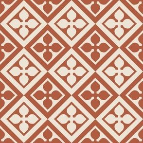 medieval tiles, leaf, clay red