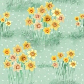 bunch of daffodils mint watercolour spring florals flowers