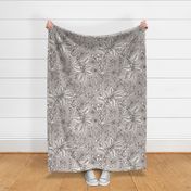Gracelyn - Hand Drawn Botanical Floral Light Taupe Ivory Large Scale