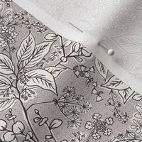 Gracelyn - Hand Drawn Botanical Floral Light Taupe Ivory Small Scale