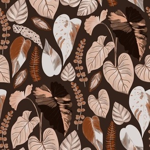 Tropical Leaves Brown Tones - Small