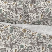 Gracelyn - Hand Drawn Botanical Floral Ivory Multi Neutral Large Scale