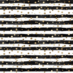 Black Painted  Stripes and Gold Dots 