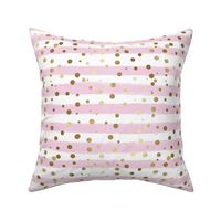 Pastel Stripes and Gold Dots in Pale Pink