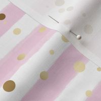 Pastel Stripes and Gold Dots in Pale Pink