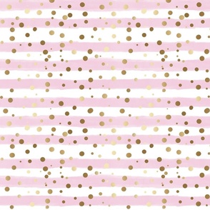 Pastel Stripes and Gold Dots in Pale Pink