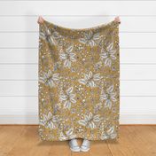 Gracelyn - Hand Drawn Botanical Floral Goldenrod Yellow Ivory Large Scale