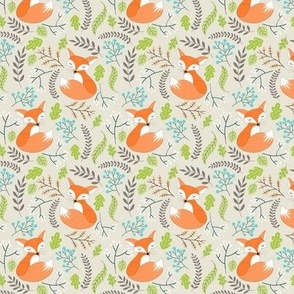 SMALL Fox - Sleepy Foxes (cream) Baby Nursery Woodland Animals Kids Childrens Bedding C12