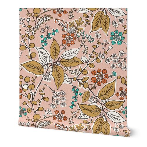 Gracelyn - Hand Drawn Botanical Floral Wallpaper | Spoonflower