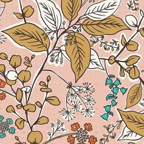 Gracelyn - Hand Drawn Botanical Floral Dusty Pink Multi Regular Scale