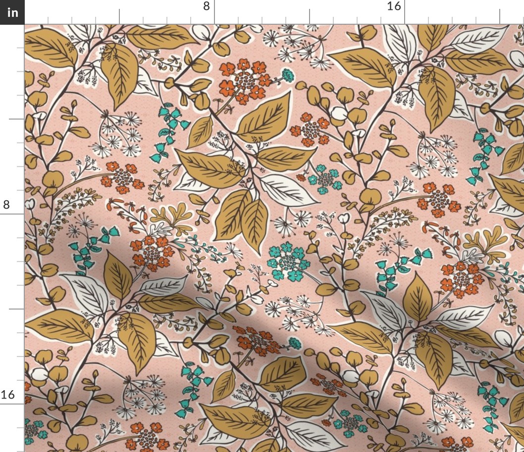 Gracelyn - Hand Drawn Botanical Floral Dusty Pink Multi Regular Scale