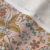 Gracelyn - Hand Drawn Botanical Floral Dusty Pink Multi Small Scale