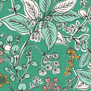 Gracelyn - Hand Drawn Botanical Floral Green Multi Regular Scale