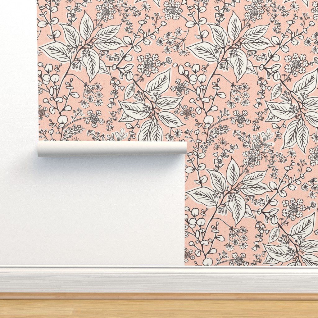 Gracelyn - Hand Drawn Botanical Floral Wallpaper | Spoonflower