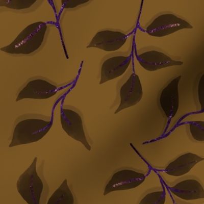 Brown Leaves Purple glitter stems